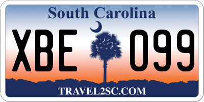 SC license plate XBE099