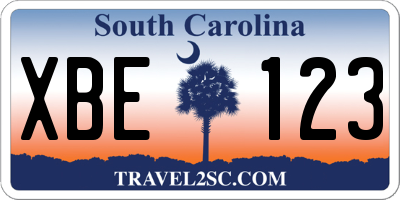 SC license plate XBE123