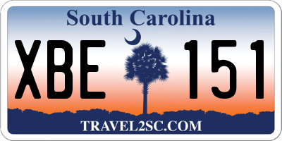 SC license plate XBE151