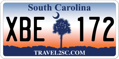 SC license plate XBE172