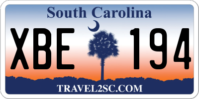 SC license plate XBE194