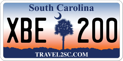 SC license plate XBE200