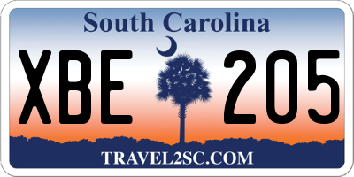 SC license plate XBE205