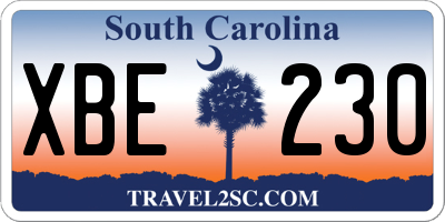 SC license plate XBE230