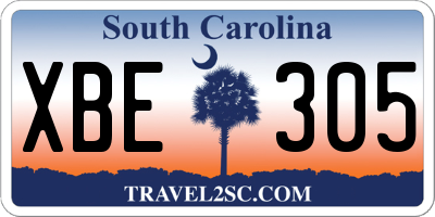 SC license plate XBE305