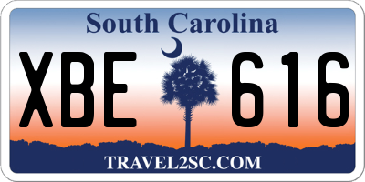 SC license plate XBE616