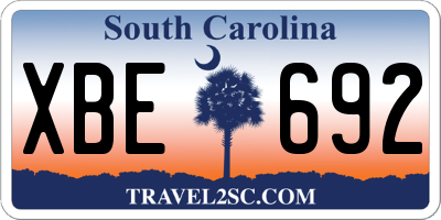 SC license plate XBE692