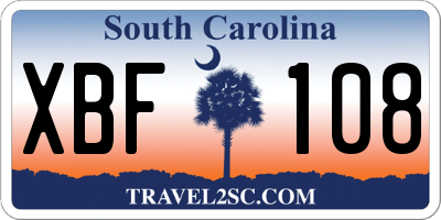 SC license plate XBF108