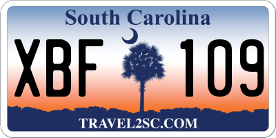 SC license plate XBF109
