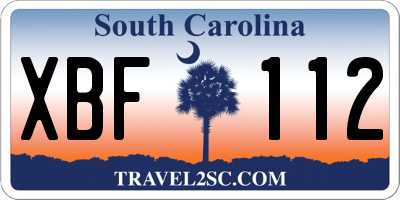 SC license plate XBF112
