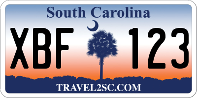 SC license plate XBF123