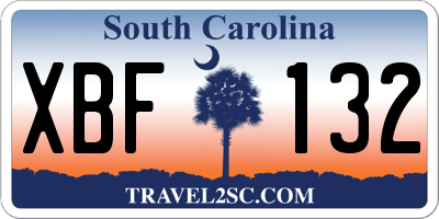 SC license plate XBF132