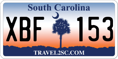 SC license plate XBF153