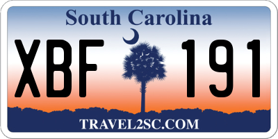 SC license plate XBF191