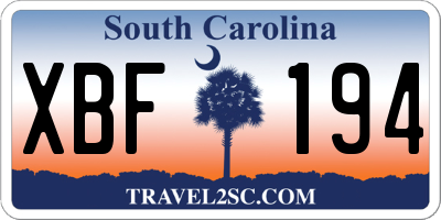 SC license plate XBF194