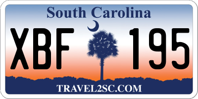 SC license plate XBF195