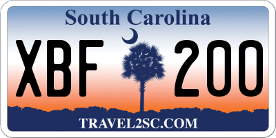 SC license plate XBF200