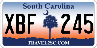 SC license plate XBF245