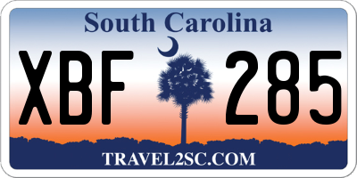 SC license plate XBF285