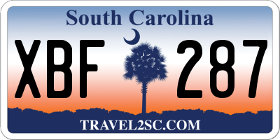SC license plate XBF287