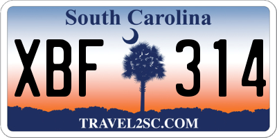 SC license plate XBF314