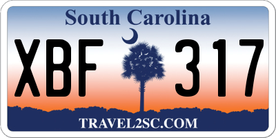 SC license plate XBF317