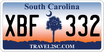 SC license plate XBF332