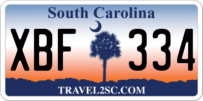SC license plate XBF334