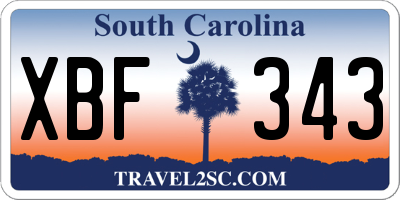 SC license plate XBF343