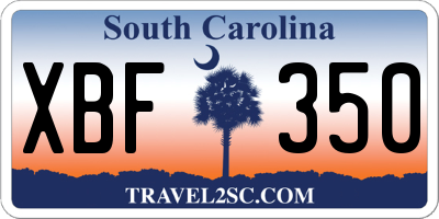 SC license plate XBF350