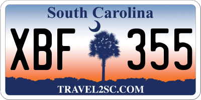 SC license plate XBF355