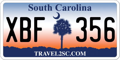 SC license plate XBF356