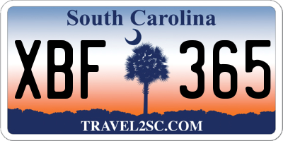 SC license plate XBF365