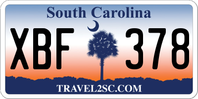 SC license plate XBF378