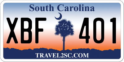 SC license plate XBF401