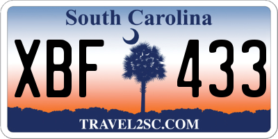 SC license plate XBF433