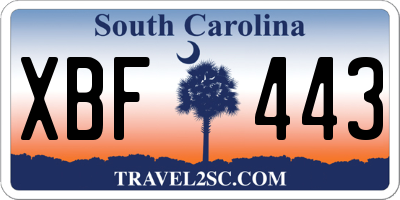 SC license plate XBF443