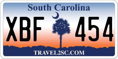 SC license plate XBF454