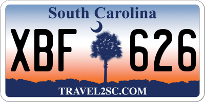SC license plate XBF626
