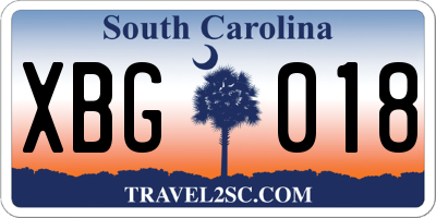 SC license plate XBG018