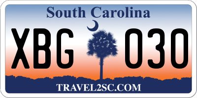 SC license plate XBG030