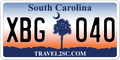 SC license plate XBG040