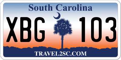 SC license plate XBG103
