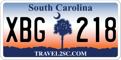 SC license plate XBG218