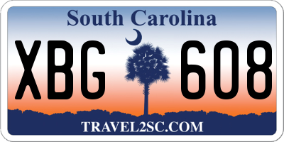 SC license plate XBG608