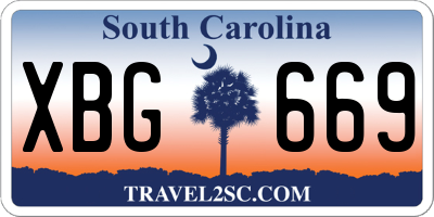 SC license plate XBG669
