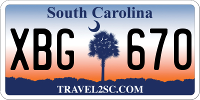SC license plate XBG670