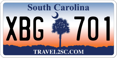 SC license plate XBG701