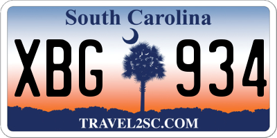 SC license plate XBG934