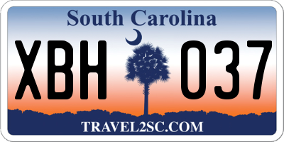 SC license plate XBH037